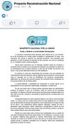 Part 1 of the manifesto of the Venezuelan right-wing nationalist organization PRN founded by Carlos Fermin posted on Facebook on May 9, 2022 and later deleted.