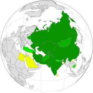 Member states of the SCO coloured in red