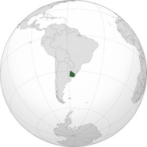 Uruguay is a small country east of Argentina and south of Brazil.