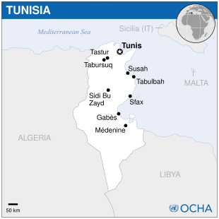 Location of Republic of Tunisia