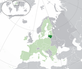 Litauen (dunkelgrün) in der EU (hellgrün)